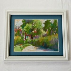 Vintage Framed Signed Original Pastel/Chalk Drawing Rural Landscape